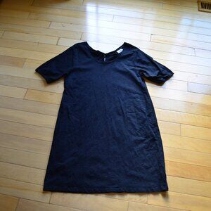 Pact Easy Slub Twist Back Dress in Black Organic Cotton Size XL